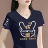 Comercio exterior transfronterizo manga corta mujer estampado moda versátil corte ajustado talla extra ropa de mujer para madres