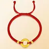 Ouro Puro 999 Fivela Segura Pequenas Contas de Ouro Fio Vermelho Contas da Sorte Joia de Mão Presente da Indústria da Beleza para Mulheres Dia dos Namorados Dia das Mães