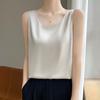 Top Básico Sin Mangas con Cuello Redondo Delantero en V Suelto 2025 Ropa Exterior Ropa de Verano Verano Dos Camisola Chaleco Interior de Seda Helada para Mujer