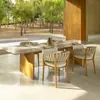 Mesa y Sillas de Teca para Exteriores Patio de Villa B&B Mesa de Comedor de Madera Maciza Jardín al Aire Libre Una Mesa Seis Sillas Combinación de Muebles de Madera Maciza