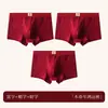Cueca boxer de algodão vermelha para homens trazerem boa sorte em seu ano zodiacal, um presente de casamento festivo para namorado ou marido