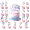 Wb097 Borde de Pastel de Unicornio Decoración de Velas para Fiesta Navideña Inserto para Pastel Mesa de Postres 24 Juegos para Hornear