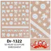 Redanco5D Repujado Popular Pegatinas para Uñas Copo de Nieve Navideño Lazo Pegatinas Estéreo para Uñas Dr1322