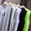 Muy bueno para usar en verano, secado rápido, elástico, transpirable, deportes al aire libre, fitness, correr, camiseta sin mangas de cuello redondo para hombre
