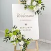 Celebración de Boda Banquete de Compromiso Letrero de Bienvenida Tablero KT Decoración Floral Artificial Arreglo de Flores Artificiales Ceremonia de Entrega Ambiente
