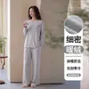 Pijama de Caxemira com Bolsos Duplos Inverno Pulôver Lã de Seda Pelúcia Feminino Listras de Borboleta Roupão de Casa Conjunto de Duas Peças