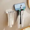 Suporte Multifuncional para Escova de Dentes sem Furos Suporte para Copo de Enxaguante Bucal Montado na Parede para Banheiro Dormitório Prateleira de Armazenamento