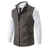 En Stock Comercio Exterior Otoño e Invierno Chaleco de Punto para Hombre con Cuello Alto, Chaleco Suéter sin Mangas, Chaqueta Chaleco Gruesa con Cremallera