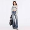 Jeans American Hottie de Perna Reta para Mulheres no Outono Novo Design Nicho Solto Look Emagrecedor Calças de Perna Larga Longas e Caídas