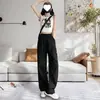 Pantalones casuales de trabajo retro estilo americano para mujer, pantalones jogger versátiles de pierna recta fluidos, pantalones holgados de pierna ancha, estilo verano, ins