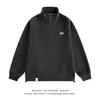 Versão coreana de outono do suéter com gola alta de bordado simples com zíper e zíper, blusa esportiva casual solta e moderna para jovens