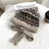 Gorro de punto retro estilo Fair Isle para mujer, cálido y protector para los oídos para otoño e invierno, gorro pullover que adelgaza la cara, pasamontañas étnico