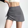 Falda-Pantalón Deportiva con Cordón para Mujer, Diseño Dos en Uno, Anti-Exposición, Adecuada para Correr, Fitness, Yoga, Cintura Alta, Adelgazante, Sexy, de Media Pierna, que se Ajusta a la Cadera