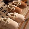 Fábrica de zapatos Qidan zapatos acolchados de algodón para mujer otoño e invierno lana de cordero zapatos pan suela gruesa forro polar sensación de caminar sobre mierda cálidos para el hogar zapatillas de bolsa en el talón