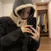 Gorro Balaclava de Punto de Color Contrastante Estilo Coreano para Mujer, Gorro de Punto Cálido para Otoño e Invierno, Gorro de Lana, Gorro Lei Feng con Protección para los Oídos