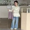 Conjunto Novo de Primavera de Camisa de Manga Longa e Colete para Meninas, Roupa Infantil, Conjunto de Duas Peças: Camisa de Boneca e Colete Suspensório para Meninas