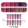 Novo conjunto de 12 cores de pó de glitter para nail art transfronteiriço, pó de espelho mágico série rosa, pó de glitter para unhas com efeito espelho