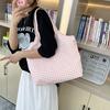 Bolsa de Mão Feminina Nicho High-End Bolsa Tote de Lona para Commuter Bolsa de Lona Bolsa de Mão Xadrez DIY Sacola de Compras