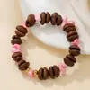 Pulseira de Grãos de Café Naturais para Meninas no Verão, Contas com Design de Nicho Queijo Sal Marinho, Presente Versátil para Melhores Amigas, Pulseira de Pedriscos