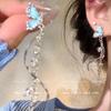 Aretes de borla de circonio de garra de alta calidad con aguja de plata 925 para mujer, temperamento de nicho de lujo ligero, aretes largos, aretes adelgazantes para rostro redondo