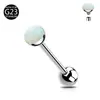 Titânio G23 Simples com Rosca Interna Zircônia Incrustada Anel de Língua Liga de Titânio Joia para Piercing Anel de Língua F136