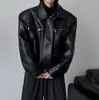 Chaqueta de Cuero PU Estilo Americano para Hombre Primavera y Otoño Británica Pia Ya Hombres Alto Nivel Sensación Perfil Ropa Biker Tendencia Chaqueta de Cuero
