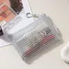 Bolsa de malla portátil para monedas, bolsa de almacenamiento de malla multifuncional para cosméticos, cables de datos, auriculares, lápiz labial, bolsa de almacenamiento con cremallera