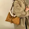 Bolso Invierno Gran Capacidad Bolso Tote para Mujer Piel de Cordero Estampado Retro Bolso de Hombro Versátil para Mujer Bolso de Trabajo para Viajar