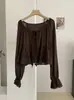 Camisa de Manga Larga con Volantes y Lazo para Mujer KEKEZOON, Estilo Suave de Otoño, Blusa Holgada de Manga Acampanada 8766