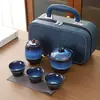 Conjunto de Chá de Viagem Queimado em Forno Portátil Um Bule 3 Xícaras Lembrança de Negócios Kung Fu Bule Portátil Presente para Casa