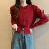 Cardigan abrigado de punto retro francés para Primavera y Otoño, nuevo diseño de cintura entallada con botones, suéter estilo Chanel para mujer
