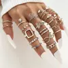 Anillos Ecológicos Europeos y Americanos de Venta Caliente Transfronteriza, Conjuntos de Múltiples Piezas de Alta Gama Incrustados con Diamantes, Anillos Apilables, Joyería y Accesorios de Moda