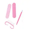 Kit de 6 Herramientas para Uñas Esponja Lima de Uñas Lima de Madera Bloque de Tofu Tira Corta de Pulido Cepillo de Cuerno Palillo de Madera