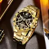 Relógio Popular Masculino de Pulseira de Aço Transfronteiriço Masculino de Alta Qualidade com Mostrador Grande Relógio de Negócios Totalmente Automático Vidro Relógio de Quartzo