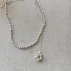Collar Colgante de Flor con Perlas Estilo Coreano, Cadena de Clavícula de Moda, Simple, Versátil, Joyería Elegante de Nicho de Lujo Ligero para Mujeres