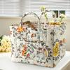 Cesta de Almacenamiento de Tela Estilo Hogareño Pastoral Coreano Transfronteriza para Ropa y Artículos Varios, Patrón Floral con Asa para Almacenamiento de Ropa Interior