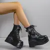 Botas de plataforma Demonia 2023 nuevas botas de tobillo con cuña y remaches góticos oscuros Botas Martin de talla grande europeas y americanas para mujer