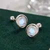 Pendientes Exquisitos de Piedra Lunar de Lujo Ligero Estilo Nuevo para Mujer, Estilo Francés, Diseño de Nicho, Pendientes de Gama Alta, Simples y Versátiles