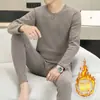 Traje de ropa interior térmica de terciopelo para hombre, año de nacimiento, otoño e invierno, color rojo vino, para mediana edad y ancianos, con forro polar, ropa de otoño, pantalones largos
