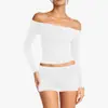 Camiseta de Yoga Transfronteriza para Mujer, Hombros Descubiertos, Manga Larga de un Hombro, Top Casual de Manga Larga para Deportes, Yoga, Pilates, Fitness