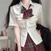 Camisa Cintura Estilo Puro Prazer Original Uniforme JK Manga Curta Branca Slim Estilo Preppy Saia JK Grande Xadrez Vermelho