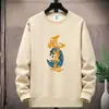 Suéter Masculino Novo de Primavera e Outono Tecido Composto Pulôver Gola Redonda Solto Plus Size Esportivo Casual Estilo Pesado