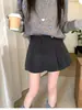 Saia Midi de Lã com Bolinhas Cinzas Feminina Outono Inverno Nova Tamanho Plus Estilo College Saia Plissada Cintura Alta Calça Saia Emagrecedora Saia Curta