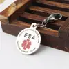 Colgante de perro de servicio con bastón de serpiente doble, llavero de acero inoxidable, etiqueta de bastón de serpiente con logo médico, joyería para llavero