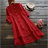 En stock primavera/verano 2023 nuevo ebay Amazon cárdigan de algodón y lino liso con botones para mujer camisa larga de manga larga para mujer