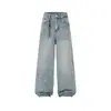 Calça Jeans Masculina Full Sky Star Moda Trendy Streetwear Hot Design de Strass Personalidade Nicho Desgastada Perna Reta Longa
