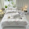 Juego de cama de algodón de hadas de estilo coreano con encaje, cuatro piezas, falda de cama de una sola pieza, sábana acolchada gruesa, juego de tres piezas, 4