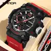 Reloj Sanda Pantalla Dual Juvenil Multifuncional Luminoso Tres Zonas Horarias Pulsera Deportiva Resistente al Agua Cronómetro Segmentado Reloj Electrónico