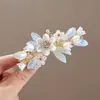Estilo Coreano Estilo Antiguo Lirio del Valle Perla Pasador de Pelo Nuevo Estilo Chino Pinza de Resorte para Recogido Parcial en la Parte Posterior de la Cabeza Estilo Chino Dulce Tocados de la Dinastía Han