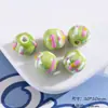 Cuentas de cerámica, cuentas pintadas a mano, cuentas redondas de rayas coloridas, collar DIY hecho a mano, cuentas para pulsera, cuentas sueltas, materiales para accesorios de joyería